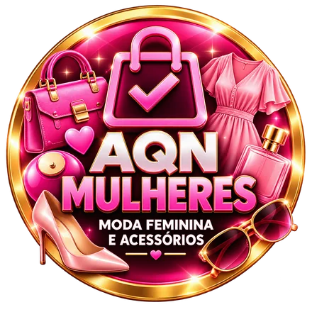 Foto do grupo AQN Ofertas para Mulheres: sacola rosa com um sinal de certo, num círculo pink com aro dourado